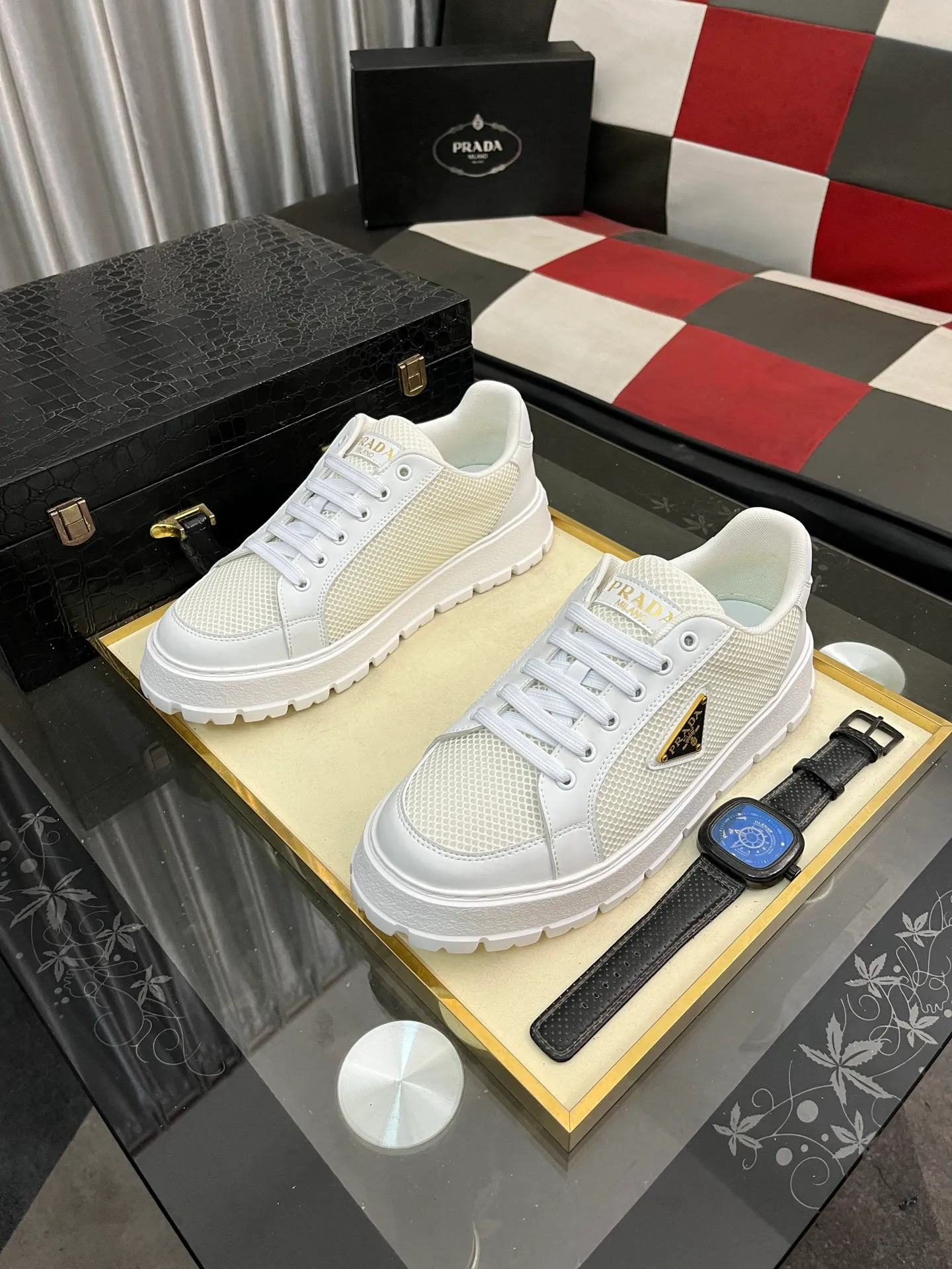 Men's Men's Shoes💰440⌚️⌚️《PRADA*》The latest and most popular casual shoes, top brand [seduce] luxury~purchasing agent, top~quality. [Strong] The upper is made of imported breathable special materials ➕ breathable feet (•) with fine workmanship. Original stylish and stylish soft rubber wear-resistant outsole, light and comfortable on the foot, size: 38-445️⃣colors available